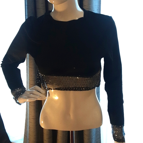 Sequined patchwork black pant set - Picture 2 of 7